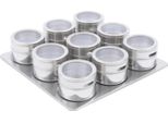 Portaspezie - Set Di 9 Barattoli Magnetici Per Spezie - Acciaio Inossidabile - Portaspezie Per La Cucina - Argento