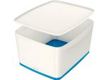 Leitz 5216-10-36 5216 Contenitore Mybox Large - A4, Con Coperchio, Abs, Bianco/Blu