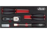 Vigor V5017 Set Di Raschietti ∙393 Mm X 188 Mm X 35 Mm ∙ Numero Di Utensili: 16