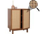 Credenza HWC-M51, Cassettiera Armadio, Vani Portaoggetti, Kubu Rattan 98X79X42Cm ~ Aspetto Noce