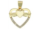 KettenanhäNger Adelia´s "Zeitloser Herz AnhäNger Aus 925 Sterling Silber", Gold, SchmuckanhäNger, Damen, Silber 925 (Sterlingsilber), KettenanhäNger