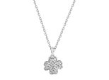 Kette Mit AnhäNger Vivance "925 Sterling Silber Rhodiniert Kleeblatt Zirkonia", Weiß, Halsketten, Damen, 45Cm, Silber 925 (Sterlingsilber), L: 45 B: 12Mm, GläNzend, B:12Mm