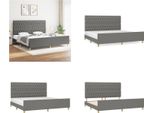 Vidaxl Struttura Letto Con Testiera In Tessuto Grigio Scuro 200X200 Cm - Struttura Letto Con Testiera - Struttura Letto Con Testiera - Struttura Letto - Letto Con Testiera