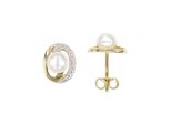 Perlenohrringe Jobo, Gelb (Gelbgold 585), Ohrringe, Damen, P1 = Bei 10-Facher VergrößErung Erkennbare EinschlüSse, Diamanten Gelbgold 585 Perlen, Diamanten, Gelbgold 585, Perlen, 585 Gold Mit 2 Diamanten Und SüßWasser-Zuchtperlen