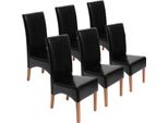 Set Di 6 Sedie Per Sala Da Pranzo Sedia Da Cucina Sedia Latina, Pelle ~ Nero, Gambe Chiare