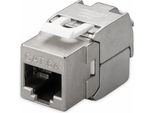 Goobay 90864 Modulo Keystone RJ45 Cat 6?, Stp, Slim-Line, Argento - Larghezza 16,5 Mm, Tipo Coccodrillo, Morsettiera Per Montaggio Lsa (Senza Attrezzi)