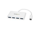 Startech.Com Hub USB-C A 4 Porte Usb 3.0 - USB-C A 4X USB-A - Alimentato Via Bus - Bianco