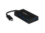 Startech.Com Hub USB-C A 4 Porte - Hub Usb Type-C Con 4 Porte USB-A (Usb 3.0/3.1 Gen 1 Superspeed 5Gbps) - Adattatore Portatile USB-C/USB-A - Hub Di Ricarica Bc 1.2 Autoalimentato Da Bus Usb O Con Alimentatore