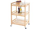 Carrello Portavivande HWC-D91, Carrello Laterale Carrello Da Cucina Carrello Da Bar Carrello Portautensili Da Cucina, Bambù 76X46X38Cm