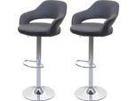 Set Di 2 Sgabelli Da Bar HWC-F16, Sgabello Da Banco Girevole, Con Schienale In Similpelle ~ Grigio-Nero