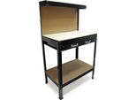 Banco Da Lavoro Wiltec 1200 X 550 X 1500 Mm Con Parete Forata, Banco Attrezzi Con Struttura In Acciaio, Tavolo Da Lavoro Con Piano In Mdf, Banco Da Lavoro Con Ganci Di Sospensione