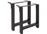 Set Di 2 Gambe Per Tavolo In Acciaio Wiltec, Tubi Quadrati 60X72Cm Verniciati A Polvere Nera Corse Per Tavolo Telaio Per Tavolo Telaio Per Base Per Tavolo