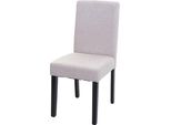 Sedia Da Pranzo Littau, Sedia Da Cucina, Tessuto/Tessuto ~ Crema-Beige, Gambe Scure