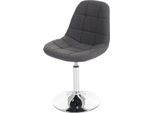 Sedia Da Pranzo HWC-A60, Sedia Girevole, Design Retrò Anni '50 ~ Tessuto/Tessuto Grigio Chiaro, Base Cromata
