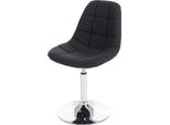 Sedia Da Pranzo HWC-A60, Sedia Girevole, Design Retrò Anni '50 ~ Tessuto/Tessuto Grigio Scuro, Base Cromata