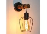Zmh Applique Retro Legno Interno Lampada Da Parete 1 Fiamma Retro Metallo Nero Per Corridoio Camera Da Letto Soggiorno