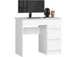 Scrivania Bianca Elegante A-7 Con Spazio Di Archiviazione E 4 Cassetti Per Ufficio Domestico