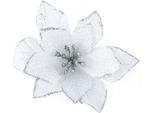 Inf Rose Di Natale Fiori Artificiali Decorazione Natalizia Confezione Da 12 Bianco / Argento