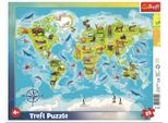 Trefl Puzzle Mappa Del Mondo Con Animali 25 Pezzi