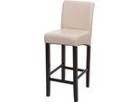 Sgabello Da Bar HWC-C33, Sgabello Da Banco, Legno Certificato Fsc® ~ Crema, Gambe Scure, Similpelle