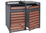 Contenitore Per 2 Cassonetti HWC-J81, Cassonetto Estraibile, Metallo 50 Kg, Antracite ~ Ciliegio Testa Di Moro