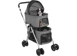 Vidaxl Passeggino Per 2 Cani Pieghevole Grigio 83X48X97 Cm Tessuto Oxford