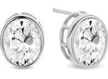 New Bling 9NB-0723 Orecchini In Argento - Donna - Zirconi - Ovale - 11,2 X 9,4 Mm - Bianco - Rodio - Argento