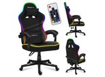 Huzaro Force 4.4 | Illuminazione Led Rgb Sedia Da Gioco Sedia Da Ufficio Sedia Ergonomica In Tessuto | Poggiatesta Cuscino Lombare Funzione Dondolo | Nero