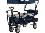 Carrello Pieghevole Zelsius Con Tetto, Blu/Grigio, Carrello Da Trasporto Con Sistema A Cinghia, Carrello Pieghevole