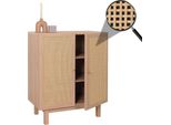 Credenza HWC-M51, Mobile Cassettiera, Vani Portaoggetti, Kubu Rattan 98X79X42Cm ~ Naturale