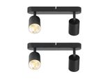 Zmh Plafoniera Led Nera A 2 Fiamme 2ER Faretto Da Soffitto Moderno GU10 Faretto Da Soffitto In Metallo Orientabile A 330° Per Soggiorno Camera Da Letto Corridoio