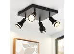 Zmh Led Plafoniera 4 Fiamme Illuminazione Soffitto Nero GU10 Orientabile Parete Faretto Interno Metallo Per Corridoio Cucina Camera Da Letto, Senza Lampadine