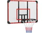Fortuna Lai Basketballkorb, Basketballbrett mit Korb, Basketballnetz mit Basketballboard, Wandmontage, für Outdoor, Stahl, 113 x 61 x 73 cm, Rot