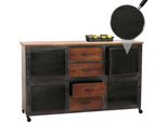 Carrello Da Officina HWC-N28, Carrello, Rotelle 4 Cassetti, Struttura 3D Metallo Legno 90X150X40Cm ~ Nero, Marrone