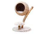 Fudajo Tiragraffi Di Design Con Cesto Per Gatti Alto 83 Cm, Tiragraffi Di Design Per Gatti Con Cesto Per Gatti In Vimini, Albero Per Gatti In Legno Con Peluche