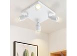 Zmh Led Plafoniera Bianca 4 Fiamme GU10 Orientabile Faretto A Soffitto Per Parete Spot Soggiorno Camera Da Letto, Senza Lampadine