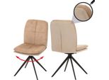 Set Di 2 Sedie Per Sala Da Pranzo HWC-M68, Poltrona Da Cucina, Posizione Girevole Automatica, Metallo Tessuto/Tessuto ~ Beige