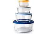 Set Di 4 Casseruole Ibili, Vetro Borosilicato, 234/472/944/1652 Ml, Trasparente/Multicolore