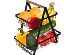 Cesto Per Frutta Etagere Cesto Salvaspazio A 2 Livelli Per Frutta E Verdura Contenitore Per Frutta Cucina Metallo Nero 24265