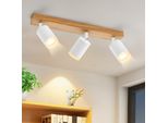 Zmh Faretto Da Soffitto 3 Fiamme Bianco Lampada Da Cucina GU10 Legno Faretto Da Parete 350°Rotante Faretto Vintage Corridoio Industriale Retrò Senza Lampadina