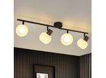 Zmh Faretto Da Soffitto 4 Fiamme Plafoniera Soggiorno Lampada Da Soffitto Nero Faretto Interno Vintage Vetro Soffitto Spot E14 Moderno 350° Girevole Spot Per Camera Da Letto Corridoio (Senza Lampadine)