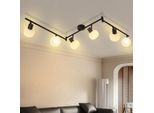 Zmh Faretto Da Soffitto 6 Fiamme Plafoniera Soggiorno Lampada Da Soffitto Nero Faretto Interno Vintage Vetro Soffitto Spot E14 Moderno 350 ° Girevole Spot Per Camera Da Letto Corridoio (Senza Lampadine)