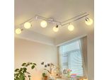 Zmh Faretto Da Soffitto 6 Fiamme Plafoniera Soggiorno Lampada Da Soffitto Bianco Faretto Interno Vintage Vetro Soffitto Spot E14 Design Moderno 350° Girevole Spot Per Camera Da Letto Corridoio (Senza Lampadine)