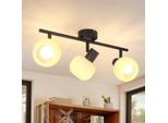 Zmh Faretto Da Soffitto 3 Fiamme Plafoniera Corridoio Plafoniera Nero Spot Soffitto Vetro Vintage E14 Faretto Interno Moderno 350° Spot Orientabili Per Camera Da Letto Soggiorno (Senza Lampadina)
