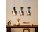 Zmh Lampada A Sospensione Tavolo Da Pranzo Cucina Lampada A Sospensione Soggiorno E27 Tavolo Da Pranzo Lampada A Sospensione Grigio Fumo 3 Fiamme Vetro Lampada A Sospensione Vintage Sala Da Pranzo Retrò Rotonda Per La Cucina (Senza Lampadina)