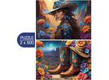 Puzzle Bluebird Far West Cowgirl E Stivali 2X500 Pezzi