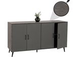 Credenza HWC-N89, Mobile Cassettiera Credenza, Design 3D In Legno Melaminico, 88X150X40Cm ~ Aspetto Marmo Grigio