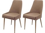 Set Di 2 Sedie Per Sala Da Pranzo HWC-O27, Sedia Da Cucina Imbottita, Tessuto/Tessuto (280G/M²) Metallo ~ Marrone