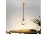 Zmh Lampada A Sospensione Tavolo Da Pranzo Legno Sospensione 1 Fiamma Luce A Sospensione Vintage E27 Industriale Cucina Lampada Appesa Vetro Fumé Sala Da Pranzo Senza Luce Centro