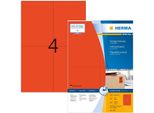 Herma Superprint - Etichette Autoadesive - Rosso - A6 (105 X 148 Mm) - 400 Pezzi (100 Fogli X 4) (4397)